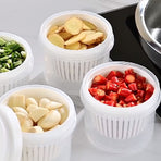 Garlic Drain Sealed Box Multifunction Round Transparent Food Storage Containers with Drain Basket for Onion Ginger Garlic