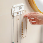 Wall Mounted Jewelry Rack Necklaces Bracelets Rings Organizer No Drill Jewelry Hanging Rack