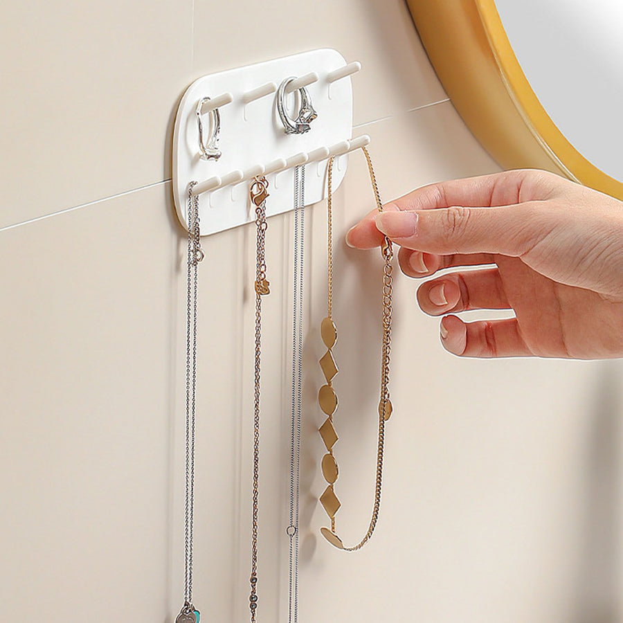 Wall Mounted Jewelry Rack Necklaces Bracelets Rings Organizer No Drill Jewelry Hanging Rack