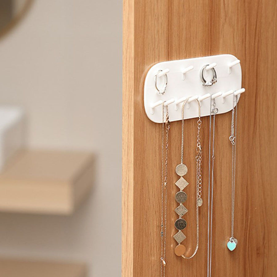Wall Mounted Jewelry Rack Necklaces Bracelets Rings Organizer No Drill Jewelry Hanging Rack