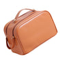 Double Zipper Makeup Bag Waterproof PU Leather Large Capacity Multifunction Portable Large Travel Cosmetic Bag Brown
