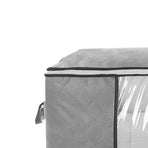 Quilt Storage Bag with Zipper Thicken Non Woven Fabric Clothes Organizing Household Supplies Horizontal Gray