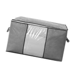 Quilt Storage Bag with Zipper Thicken Non Woven Fabric Clothes Organizing Household Supplies Horizontal Gray