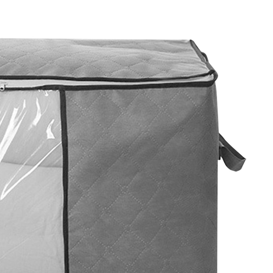 Quilt Storage Bag with Zipper Thicken Non Woven Fabric Clothes Organizing Household Supplies Horizontal Gray
