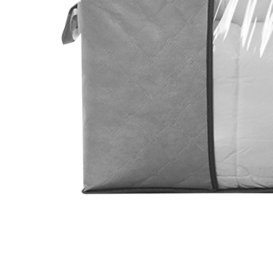 Quilt Storage Bag with Zipper Thicken Non Woven Fabric Clothes Organizing Household Supplies Horizontal Gray