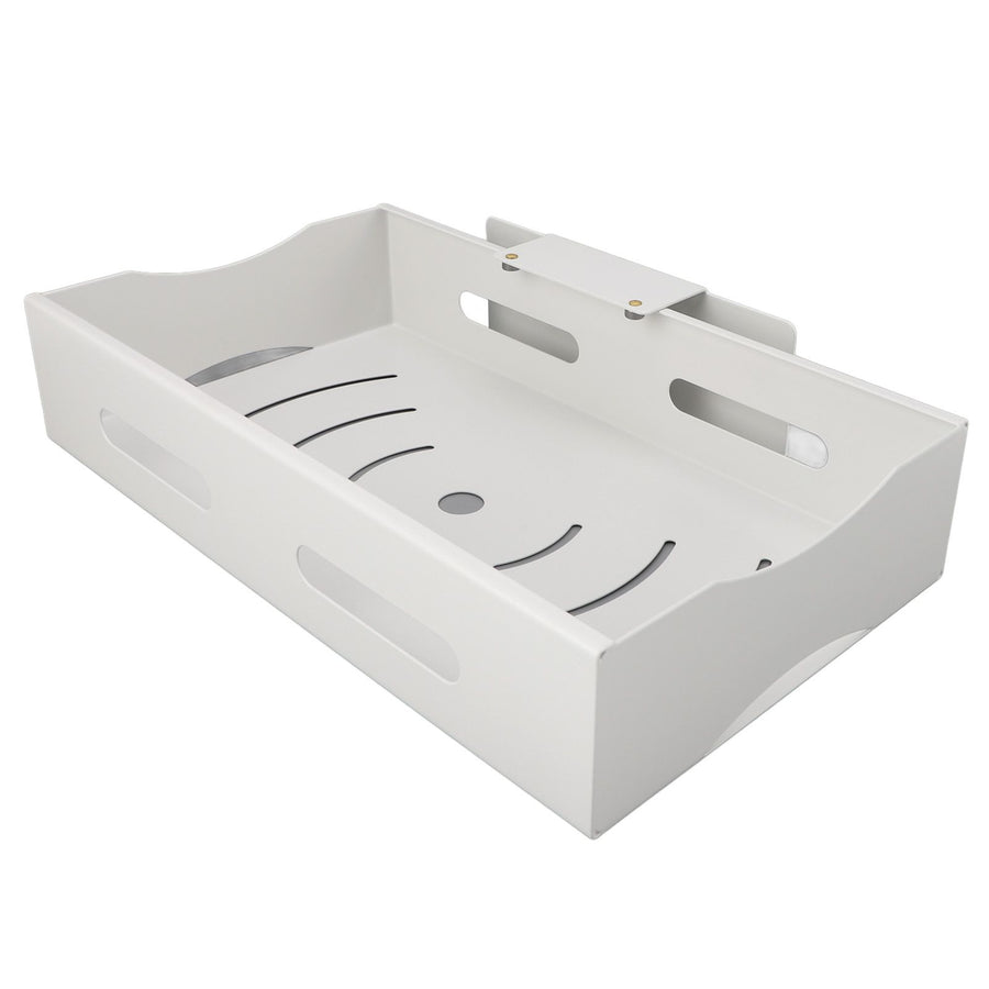 Pull Out Cabinet Organizer Carbon Steel Slide Out Cabinet Drawer Sliding Pantry Storage Shelf Sink Shelf for Kitchen Bathroom White L