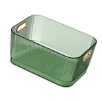 Desktop Storage Basket Transparent Green Acrylic Storage Bin for Skincare Products Cosmetics S (19.3x13.3x8.2cm/7.60x5.24x3.23in)