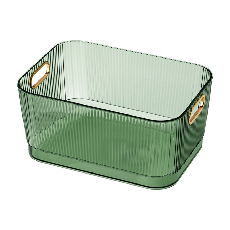 Desktop Storage Basket Transparent Green Acrylic Storage Bin for Skincare Products Cosmetics S (19.3x13.3x8.2cm/7.60x5.24x3.23in)
