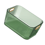 Desktop Storage Basket Transparent Green Acrylic Storage Bin for Skincare Products Cosmetics S (19.3x13.3x8.2cm/7.60x5.24x3.23in)