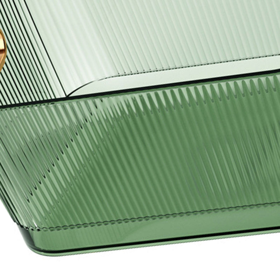 Desktop Storage Basket Transparent Green Acrylic Storage Bin for Skincare Products Cosmetics S (19.3x13.3x8.2cm/7.60x5.24x3.23in)