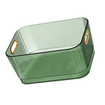 Desktop Storage Basket Transparent Green Acrylic Storage Bin for Skincare Products Cosmetics S (19.3x13.3x8.2cm/7.60x5.24x3.23in)