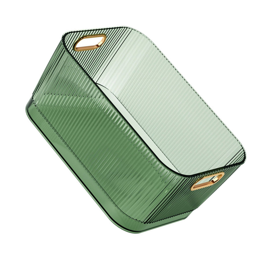 Desktop Storage Basket Transparent Green Acrylic Storage Bin for Skincare Products Cosmetics S (19.3x13.3x8.2cm/7.60x5.24x3.23in)