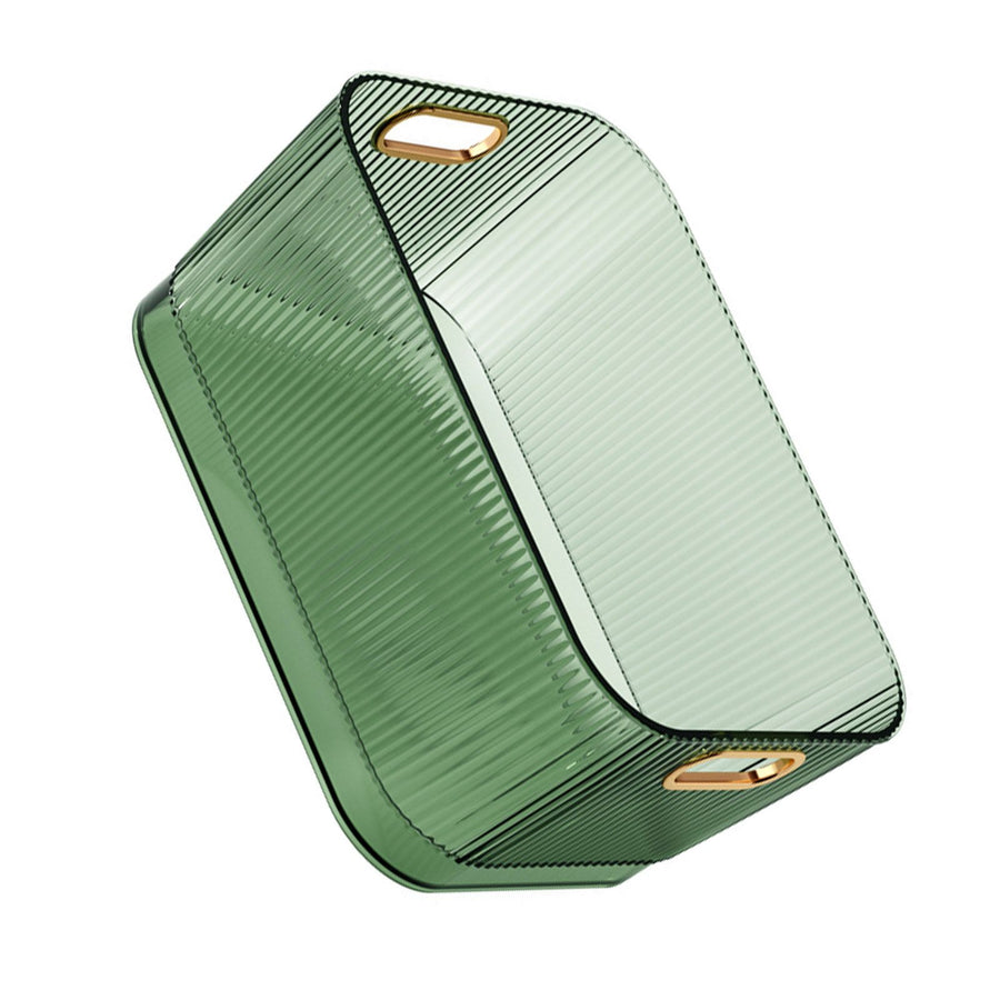 Desktop Storage Basket Transparent Green Acrylic Storage Bin for Skincare Products Cosmetics S (19.3x13.3x8.2cm/7.60x5.24x3.23in)