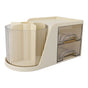 Desktop Organizer Drawer Type Rotatable Multifunctional Stationery Holder Cosmetics Storage Box Cream Yellow