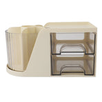 Desktop Organizer Drawer Type Rotatable Multifunctional Stationery Holder Cosmetics Storage Box Cream Yellow