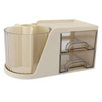 Desktop Organizer Drawer Type Rotatable Multifunctional Stationery Holder Cosmetics Storage Box Cream Yellow
