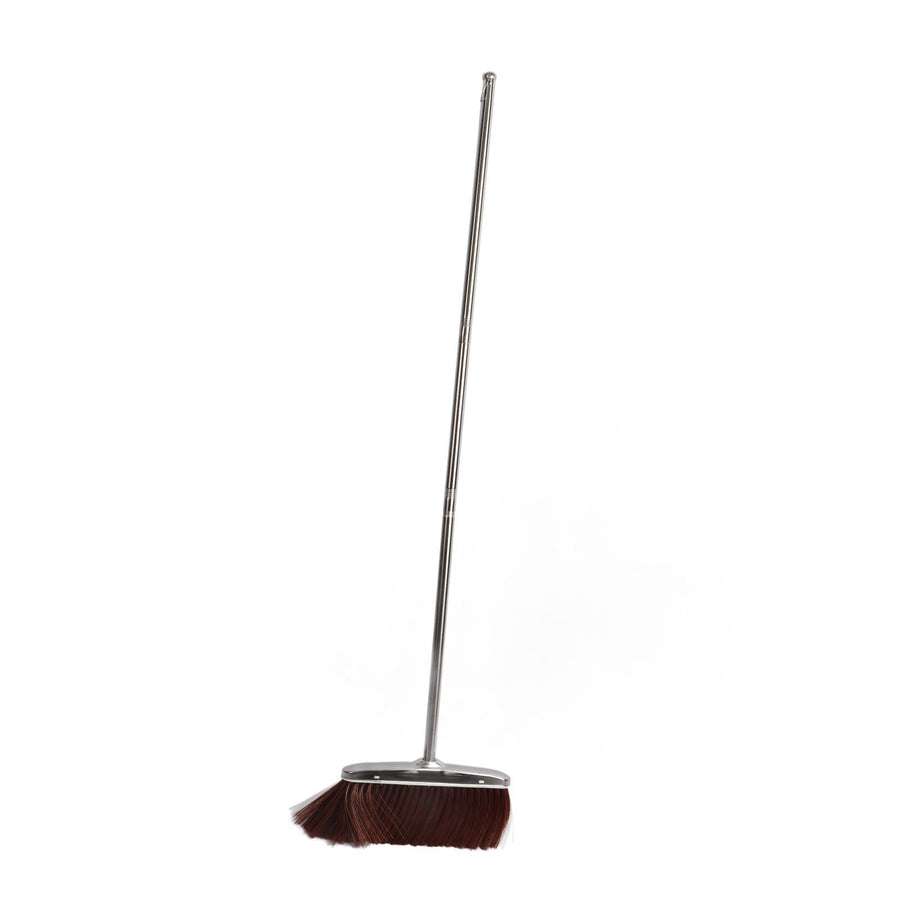Broom Stainless Steel Long Handle Floor Cleaning Sweeping Broom for Home Kitchen Room Office Red Single Broom Red
