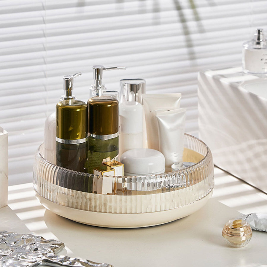 Rotating Storage Tray Food Snack Fruit Round Decorative Tray Multifunctional Countertop Makeup Cosmetics Organizer