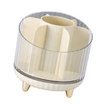 Makeup Brush Storage Organizer Rotating Cosmetic Brush Holder Clear Desk Makeup Storage Box for Bedroom Bathroom Counter