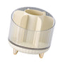 Makeup Brush Storage Organizer Rotating Cosmetic Brush Holder Clear Desk Makeup Storage Box for Bedroom Bathroom Counter