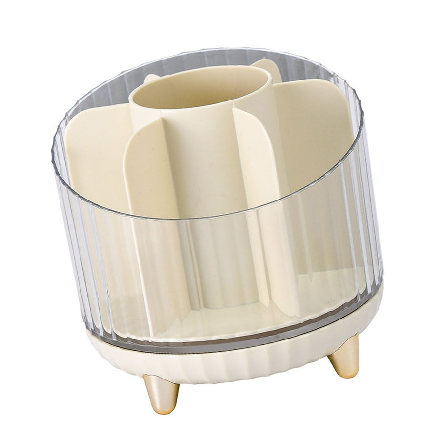 Makeup Brush Storage Organizer Rotating Cosmetic Brush Holder Clear Desk Makeup Storage Box for Bedroom Bathroom Counter
