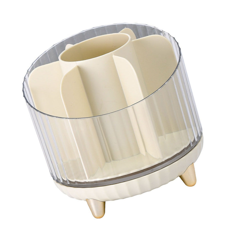 Makeup Brush Storage Organizer Rotating Cosmetic Brush Holder Clear Desk Makeup Storage Box for Bedroom Bathroom Counter