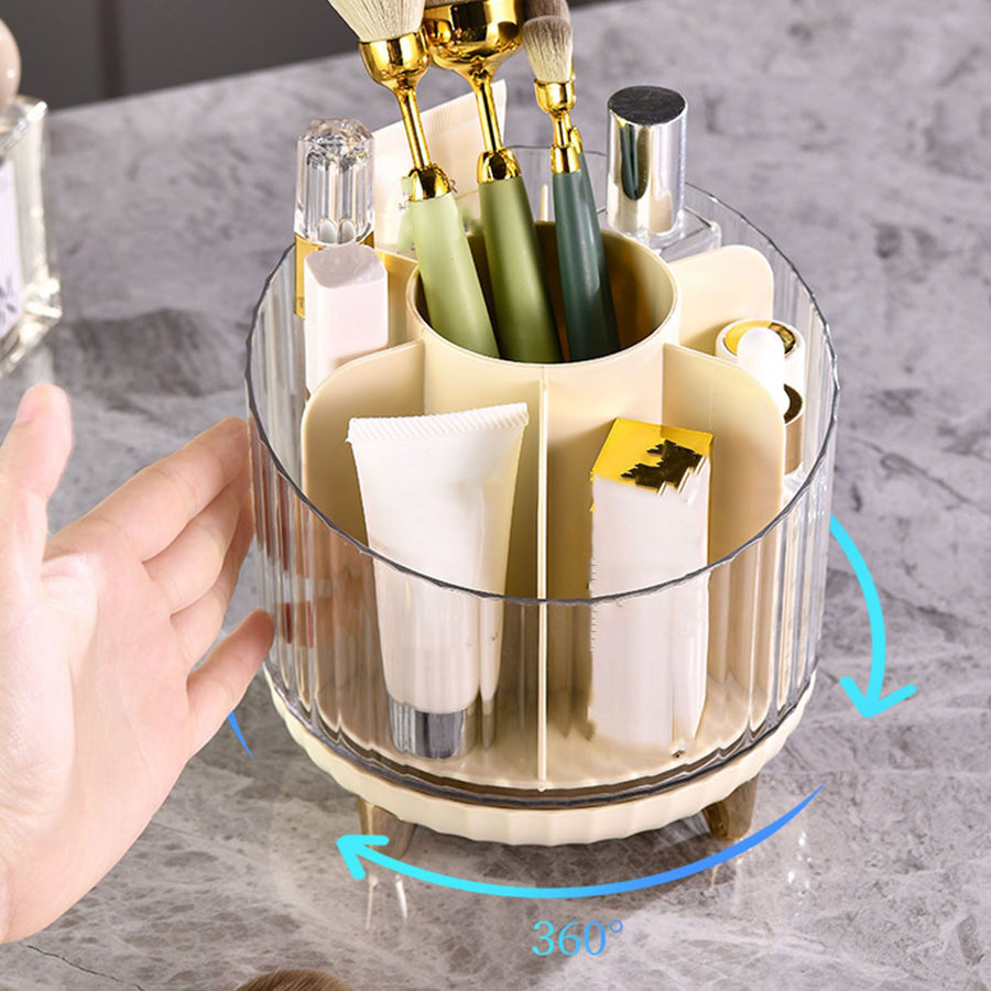 Makeup Brush Storage Organizer Rotating Cosmetic Brush Holder Clear Desk Makeup Storage Box for Bedroom Bathroom Counter
