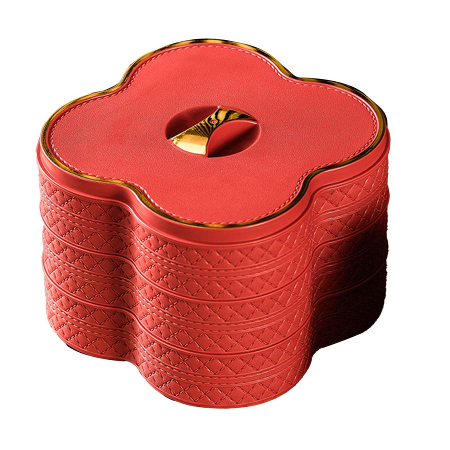 PU Leather Three Layer Tray Dust Prevention Nut Candy Container Snack Organizer with Lid for Snacks Nuts Sweets