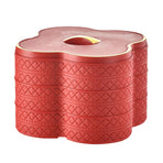 PU Leather Three Layer Tray Dust Prevention Nut Candy Container Snack Organizer with Lid for Snacks Nuts Sweets