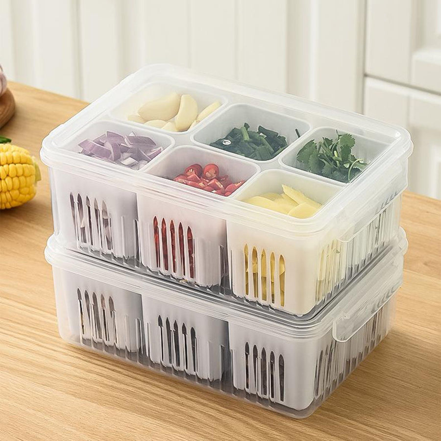 Chopped Green Onion Crisper Multipurpose Large Capacity Refrigerator Food Storage Container with Drain Holes for Kitchen