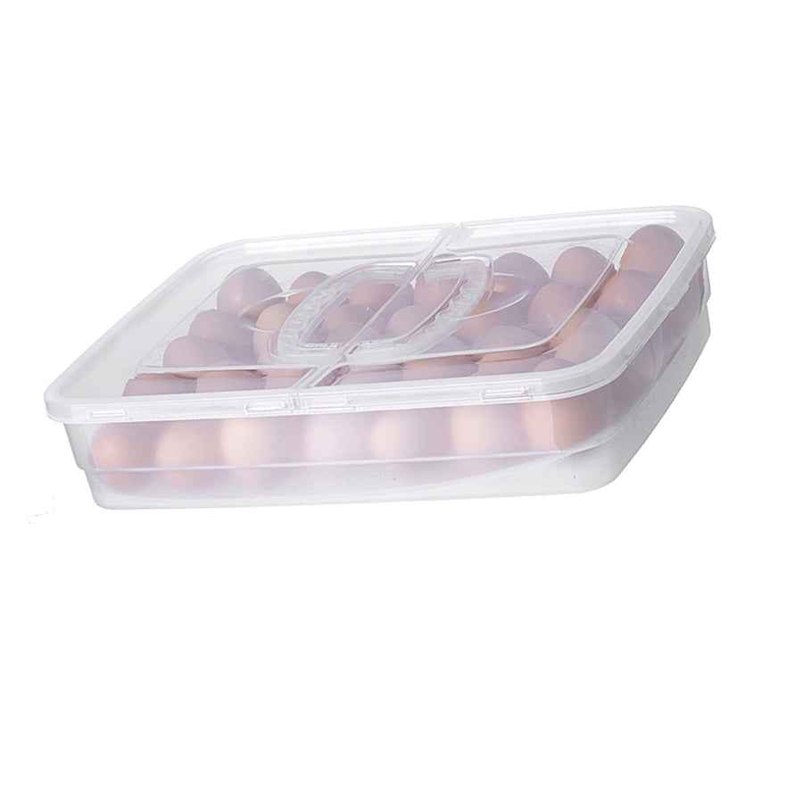 Portable Egg Storage Box 34 Grids Plastic Egg Storage Carrier with Handle for Kitchen Refrigerator Outdoor