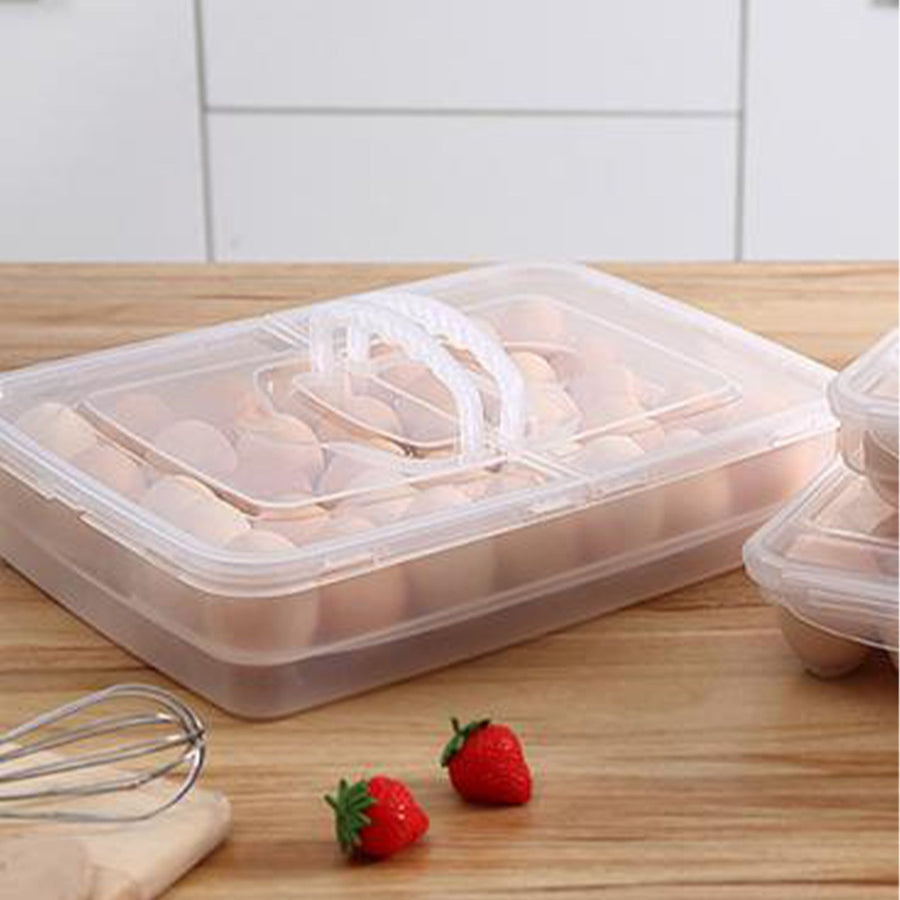 Portable Egg Storage Box 34 Grids Plastic Egg Storage Carrier with Handle for Kitchen Refrigerator Outdoor