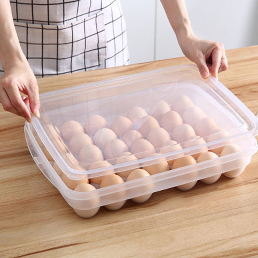 Portable Egg Storage Box 34 Grids Plastic Egg Storage Carrier with Handle for Kitchen Refrigerator Outdoor