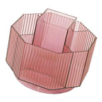 Pen Holder 360° Rotating Large Capacity Multifunctional Plastic Pen Organizer for Desktop Pink