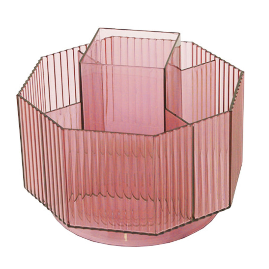Pen Holder 360° Rotating Large Capacity Multifunctional Plastic Pen Organizer for Desktop Pink