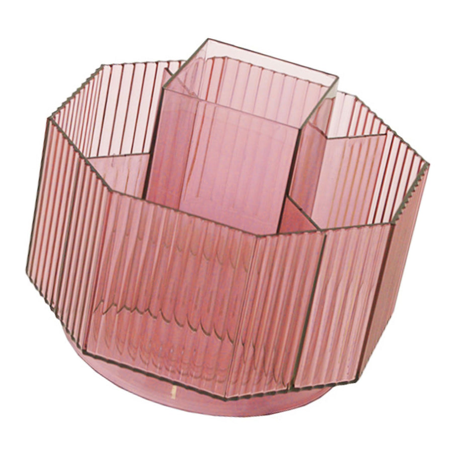Pen Holder 360° Rotating Large Capacity Multifunctional Plastic Pen Organizer for Desktop Pink