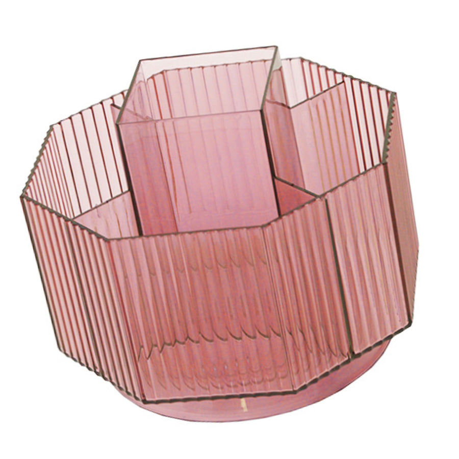 Pen Holder 360° Rotating Large Capacity Multifunctional Plastic Pen Organizer for Desktop Pink