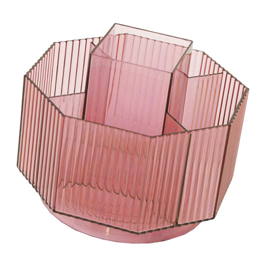 Pen Holder 360° Rotating Large Capacity Multifunctional Plastic Pen Organizer for Desktop Pink