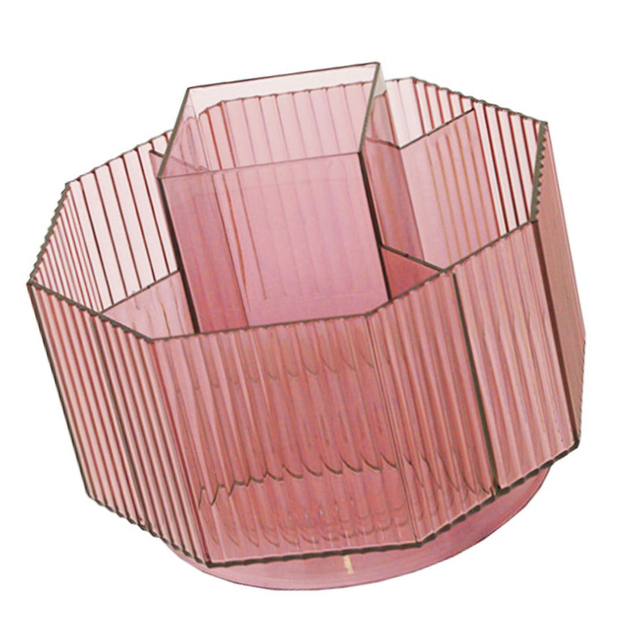 Pen Holder 360° Rotating Large Capacity Multifunctional Plastic Pen Organizer for Desktop Pink