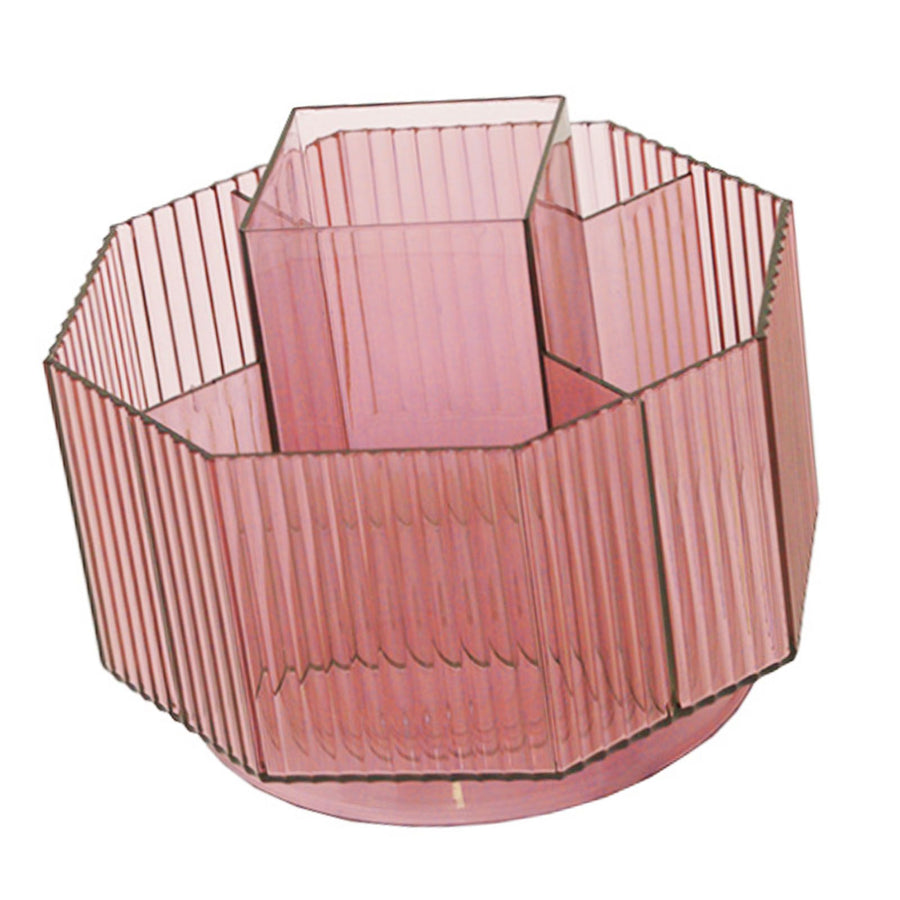 Pen Holder 360° Rotating Large Capacity Multifunctional Plastic Pen Organizer for Desktop Pink