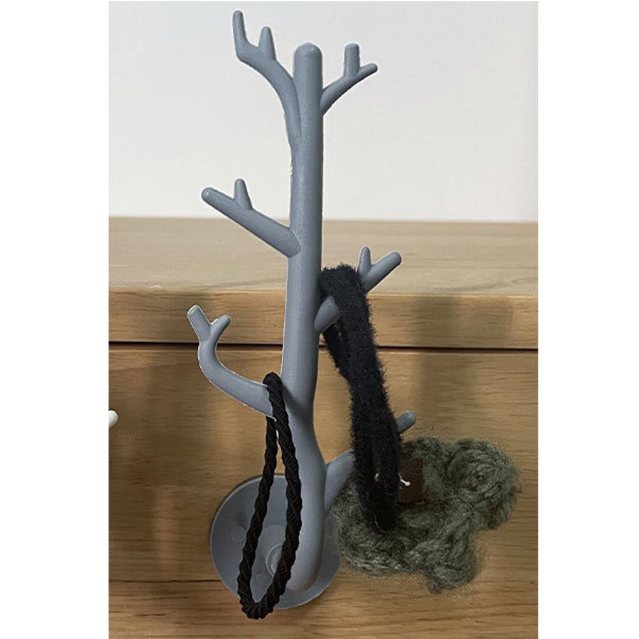 Tree Branch Wall Storage Hook Thickened PP High Load Bearing Wall Mounted Simulation Tree Branch Hanger for Jewelry Bags Gray