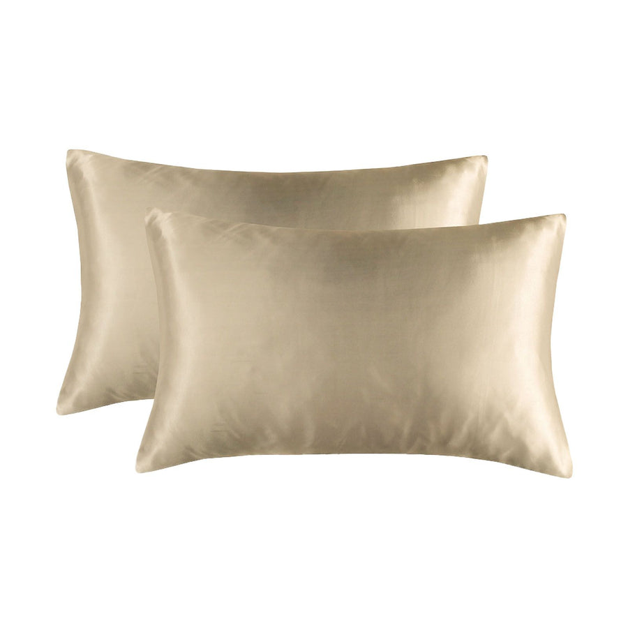 2pcs Pillow Case Fashionable Elegant Imitated Silk Fabric Skin Friendly Soft Comfortable Invisible Zippers Pillow Covers
