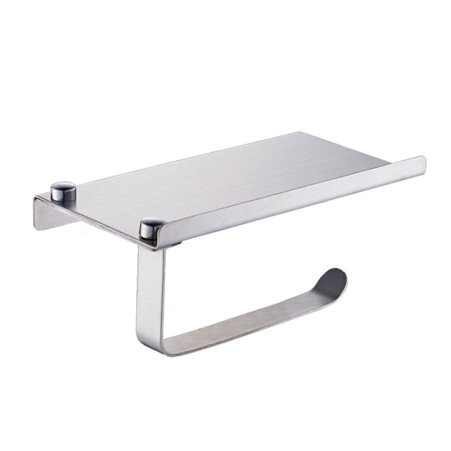 Toilet Paper Holder No Drilling Wall Mount Bathroom Paper Holder with Phone Shelf for Home Hotel 304 Stainless Steel Mirror Surface