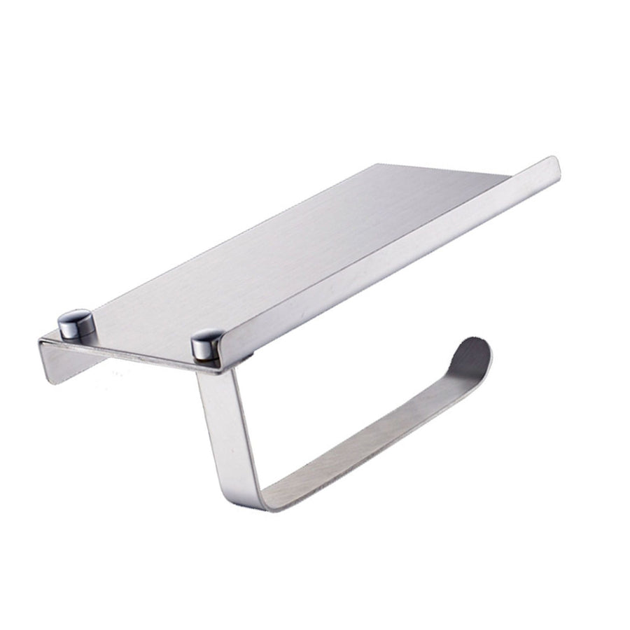 Toilet Paper Holder No Drilling Wall Mount Bathroom Paper Holder with Phone Shelf for Home Hotel 304 Stainless Steel Mirror Surface
