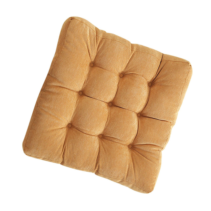 Corduroy Solid Chair Pad Square Floor Tatami Mat Cushion for Dining Chairs Kitchen Indoor Yellow 40x40cm