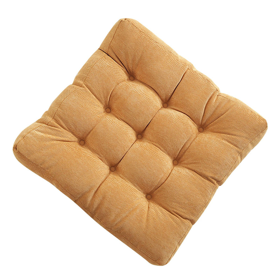 Corduroy Solid Chair Pad Square Floor Tatami Mat Cushion for Dining Chairs Kitchen Indoor Yellow 40x40cm