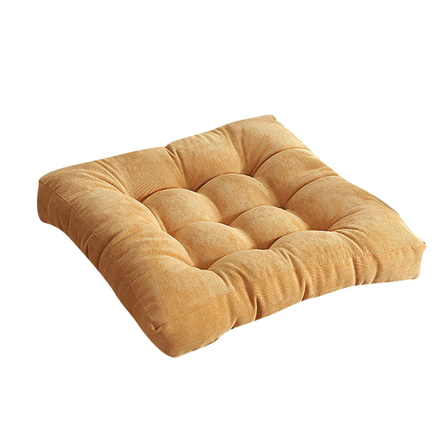 Corduroy Solid Chair Pad Square Floor Tatami Mat Cushion for Dining Chairs Kitchen Indoor Yellow 40x40cm