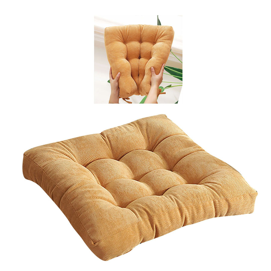 Corduroy Solid Chair Pad Square Floor Tatami Mat Cushion for Dining Chairs Kitchen Indoor Yellow 40x40cm