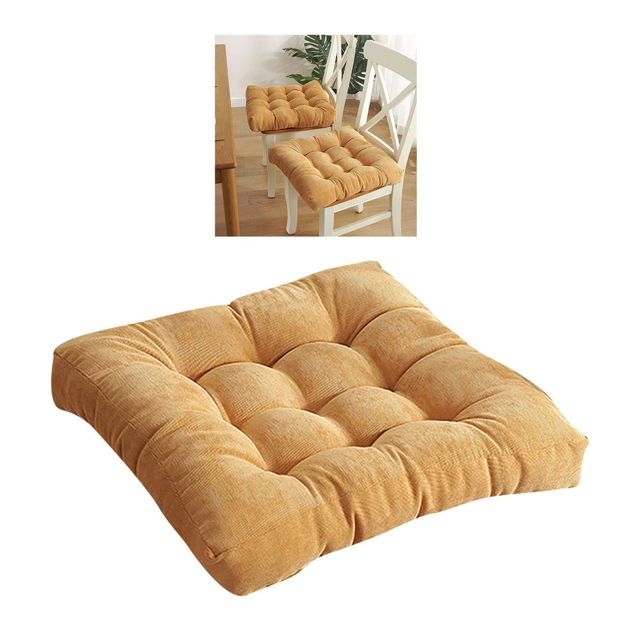 Corduroy Solid Chair Pad Square Floor Tatami Mat Cushion for Dining Chairs Kitchen Indoor Yellow 40x40cm