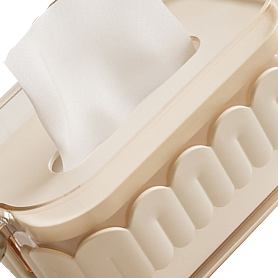 Tissue Dispenser Box Modern Cute Home Desktop Plastic Tissue Container for Living Room Dining Room Kitchen White